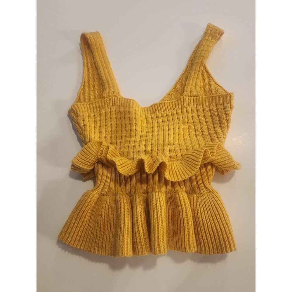 Women's Knit Peplum Tank, Mustard Yellow, Small - Picture 2 of 6